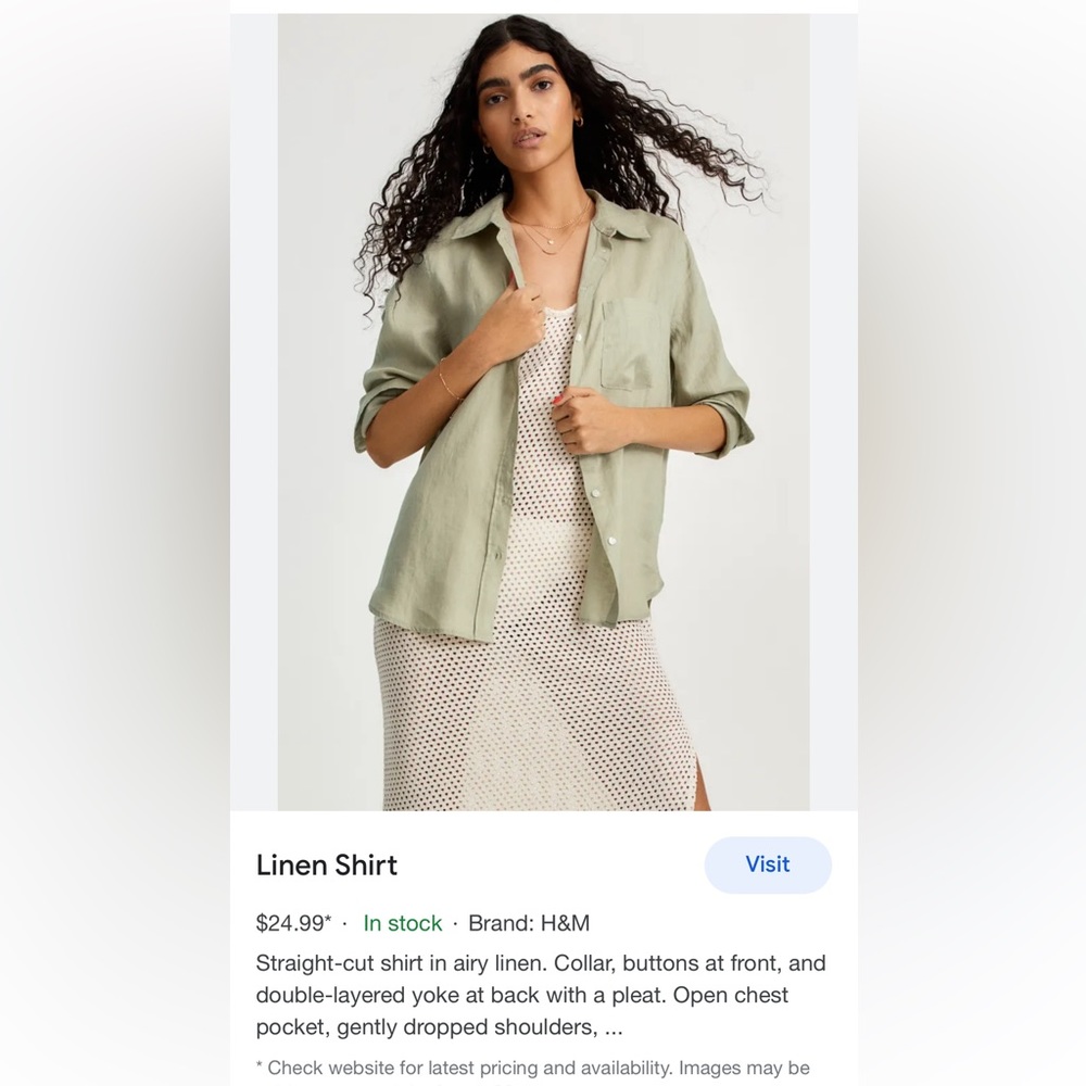 Green Linen Button Shirt